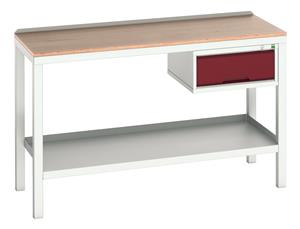 16922605.** verso welded bench with 1 drawer cab & mpx top. WxDxH: 1500x600x930mm. RAL 7035/5010 or selected